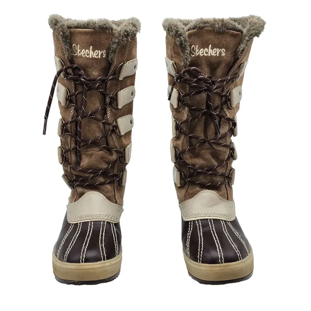 Skechers Womens Highlanders Brown Suede Upper Thinsulate Winter Boots Size 7 NEW